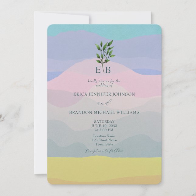Boho Chic Unique Colourful Wedding Invitation (Front)