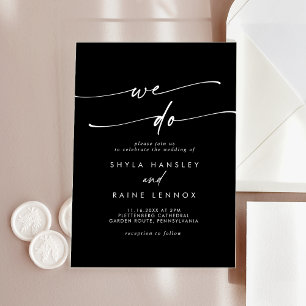 Boho Chic Unique White Black We Do Wedding Acrylic Invitations