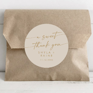 Boho Chic Vintage Gold A Sweet Thank You Favour Classic Round Sticker