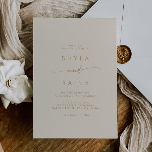Boho Chic Vintage Gold Casual Wedding Invitation (Creator Uploaded)