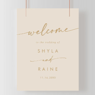 Boho Chic Vintage Gold DIY Wedding Welcome Sign
