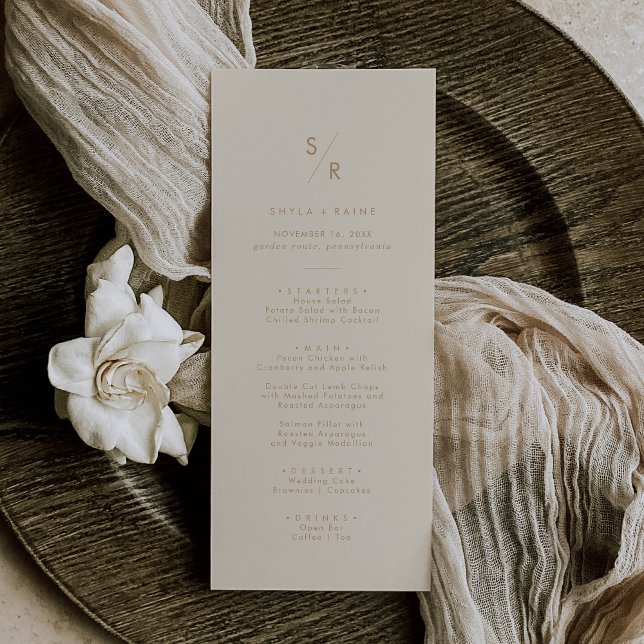 Boho Chic Vintage Gold Monogram Wedding Menu (Creator Uploaded)