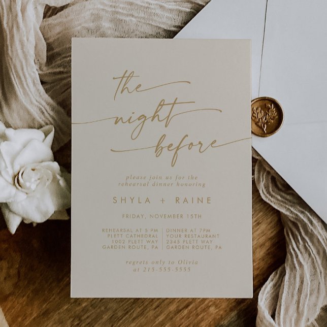Boho Chic Vintage Gold Rehearsal Dinner Invites (Creator Uploaded)