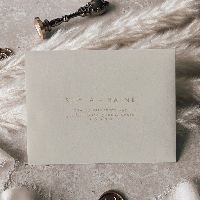 Boho Chic Vintage Gold Self-Addressed RSVP Envelope (Creator Uploaded)