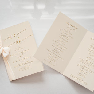 Boho Chic Vintage Gold We Do Folded Wedding Programme
