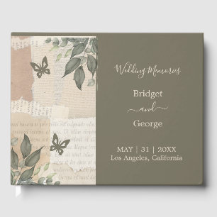 boho chic vintage greenery eucalyptus wedding guest book