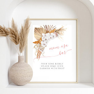 Boho Chic Watercolor Baby Shower Mum-osa Bar Poster