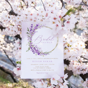 Boho Chic Watercolor Lavender Floral Bridal Shower Invitation