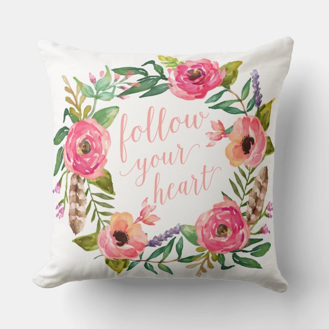 BOHO CHIC WATERCOLOR Throw Pillow (Front)