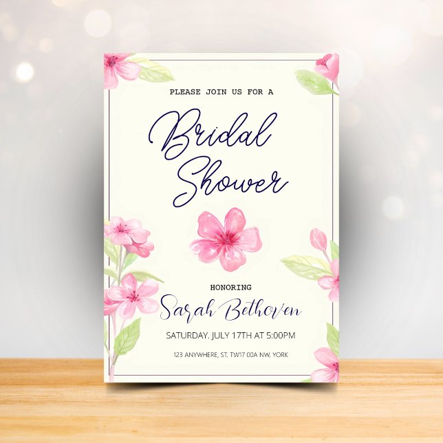 Boho Chic Watercolor Wildflower Bridal Shower Invitation (Creator Uploaded)