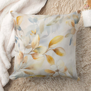 Boho Chic Watercolor Yellow Cream Blue Cushion