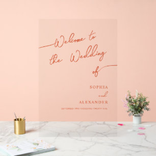 Boho Chic Wedding Acrylic Sign Welcome.