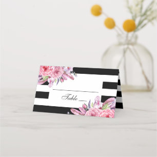 Boho chic wedding. Garden flowers. Modern floral Place Card