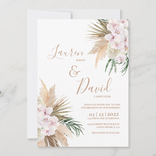 Boho Chic wedding Invitation (Front)