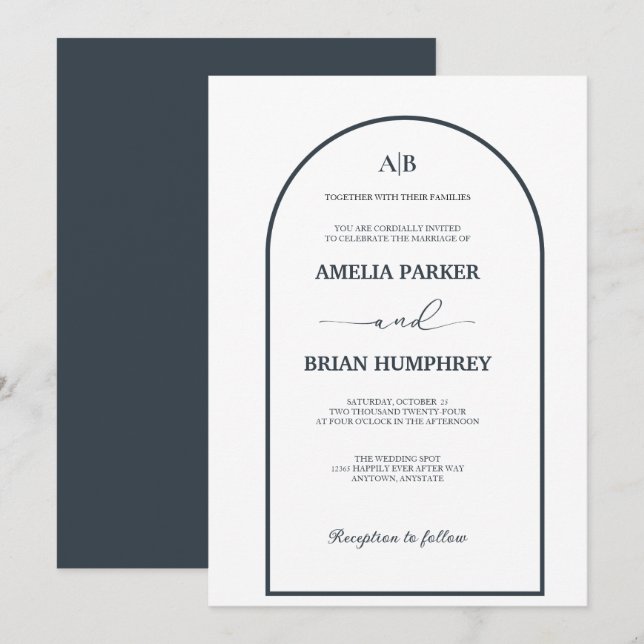 Boho Chic Wedding Modern Arch Minimalist Wedding I Invitation (Front/Back)