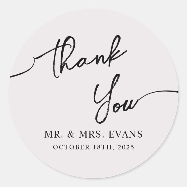 Boho-chic Wedding Sticker Thank You.  (Front)