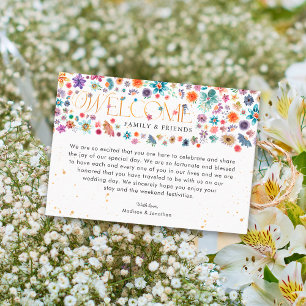 Boho Chic Whimsical Wildflower Gold Typography Place Card