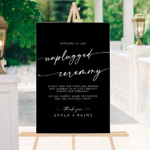 Boho Chic White Black Wedding Unplugged Ceremony Acrylic Sign