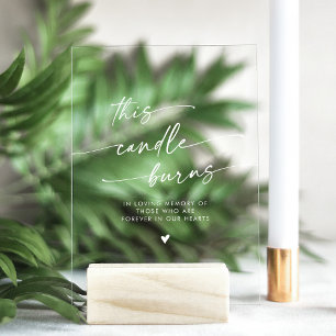 Boho Chic White Clear This Candle Burns Memorial Acrylic Sign