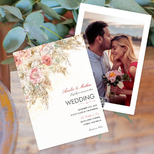 Boho Chic Wildflower Autumn Rustic Floral Wedding Invitation