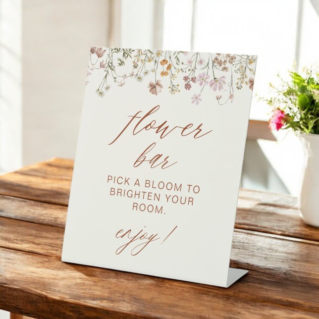 Boho Chic Wildflower Baby Shower Flower Bar Pedestal Sign (Creator Uploaded)
