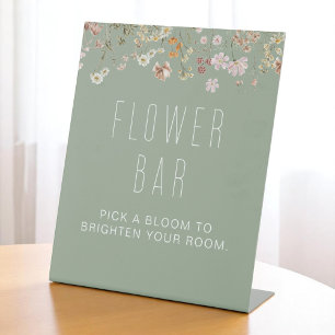 Boho Chic Wildflower Baby Shower Flower Bar Pedestal Sign