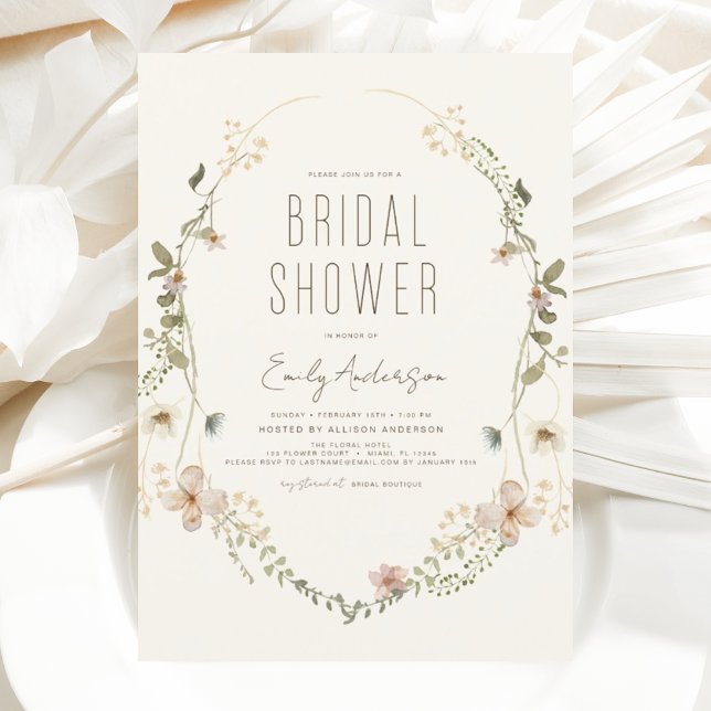 Boho Chic Wildflower Bridal Shower Elegant Invitation (Creator Uploaded)