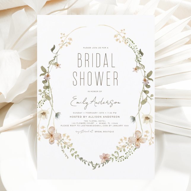 Boho Chic Wildflower Bridal Shower Elegant Invitation (Creator Uploaded)