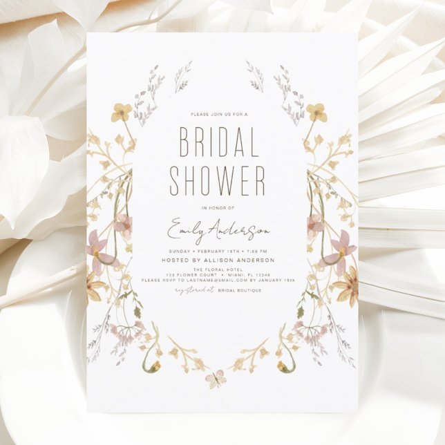 Boho Chic Wildflower Bridal Shower Elegant Invitation (Creator Uploaded)