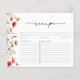 Boho Chic Wildflower Bridal Shower Recipe Card