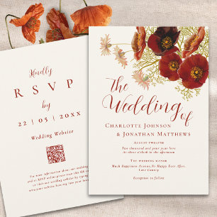 Boho Chic Wildflower Brown Floral Wedding Invitation