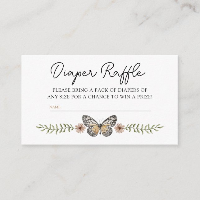 Boho Chic Wildflower Diaper Raffle Baby Shower Enclosure Card (Front)