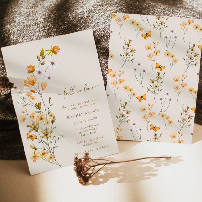 Boho Chic Wildflower Fall In Love Bridal Shower Invitation (Creator Uploaded)
