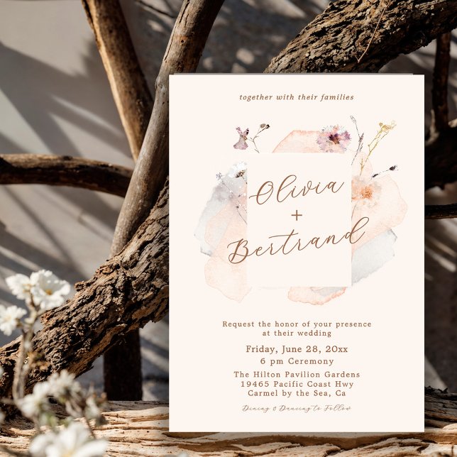 Boho Chic Wildflower Minimalist Garden Wedding Invitation (Creator Uploaded)