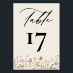 Boho Chic Wildflower Modern Wedding Table Number<br><div class="desc">The Boho Chic Wildflower Modern Wedding Table Number is a beautifully designed accessory for your wedding tablescape. Featuring a delicate wildflower motif with earthy tones, it effortlessly enhances any bohemian or garden wedding theme. This card combines functionality and charm, guiding guests to their seats while complementing your decor. Fully customisable...</div>