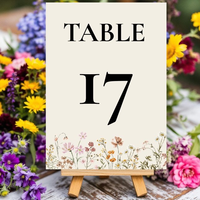 Boho Chic Wildflower Modern Wedding Table Number (Creator Uploaded)