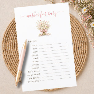 Boho Chic Wildflower Shower Wishes For Baby Card