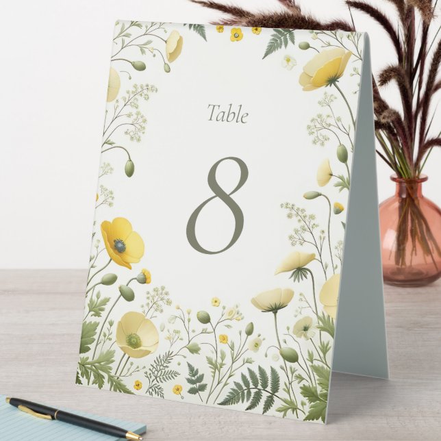 Boho Chic Wildflower Table Tent Sign (In SItu (Table))