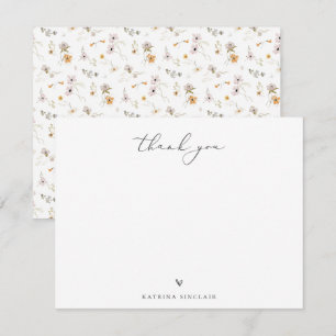 Boho Chic Wildflower Thank You Card