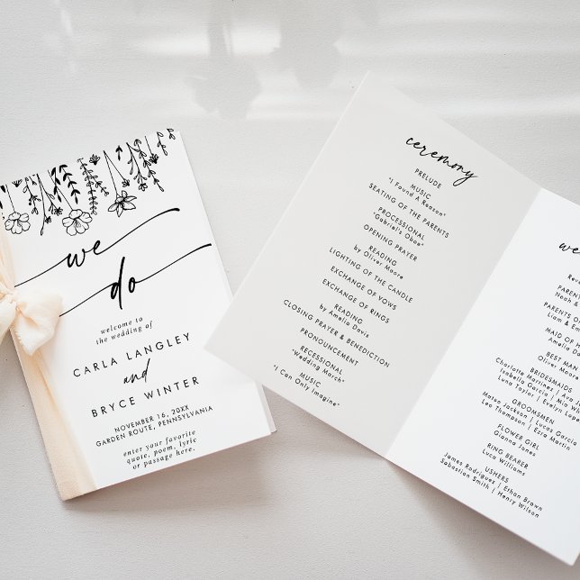 Boho Chic Wildflower We Do Folded Wedding Programme (Creator Uploaded)