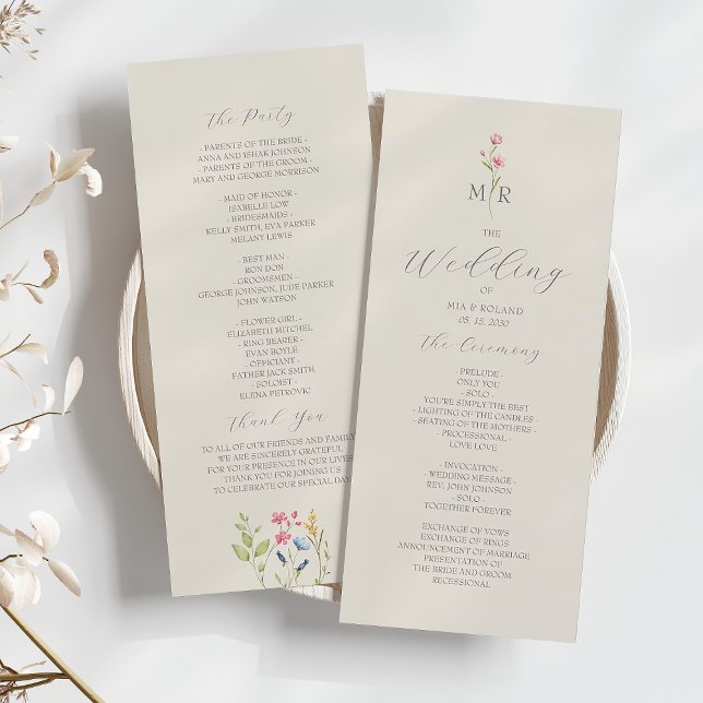 Boho Chic Wildflower Wedding Program Programme (Creator Uploaded)