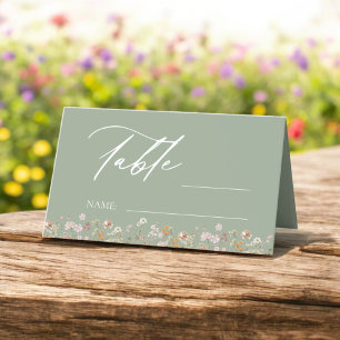 Boho Chic Wildflower Wedding Table Number Place Card