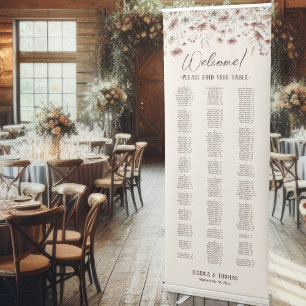 Boho Chic Wildflowers Alphabetical Seating Chart Retractable Banner