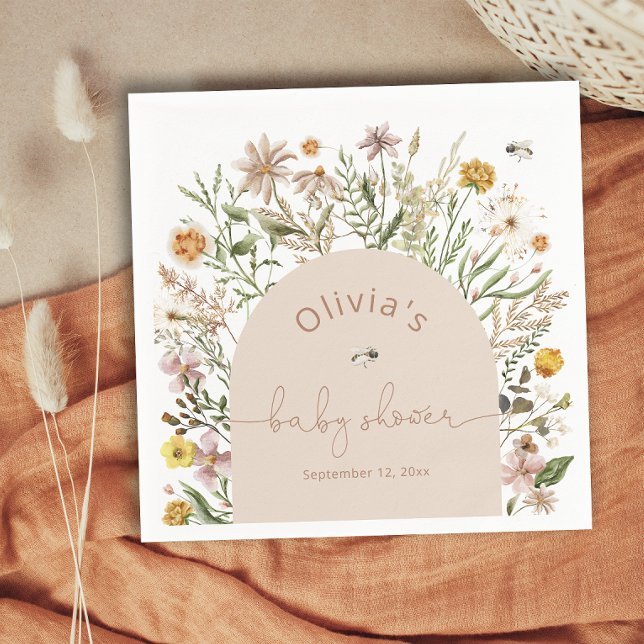 Boho Chic Wildflowers Baby Shower Paper Napkin (Creator Uploaded)