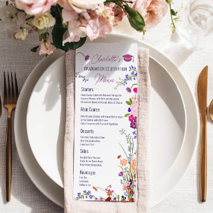 Boho Chic Wildflowers Graduation Party Menu