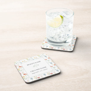 Boho Chic Wildflowers Modern Floral Wedding Coaster
