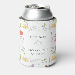 Boho Chic Wildflowers Modern Floral Wedding Favour Can Cooler