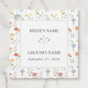 Boho Chic Wildflowers Modern Floral Wedding Favour Tags
