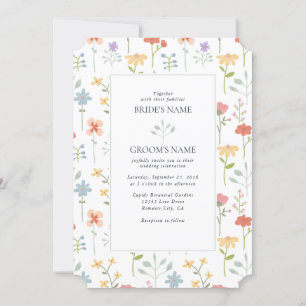 Boho Chic Wildflowers Modern Floral Wedding Invitation