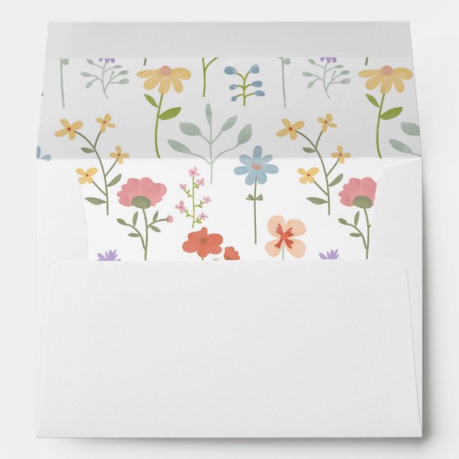 Boho Chic Wildflowers Modern Floral Wedding Invite Envelope (Back (Bottom))